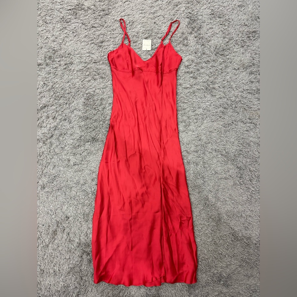 Intimately Red Midi Silk Slip Dress